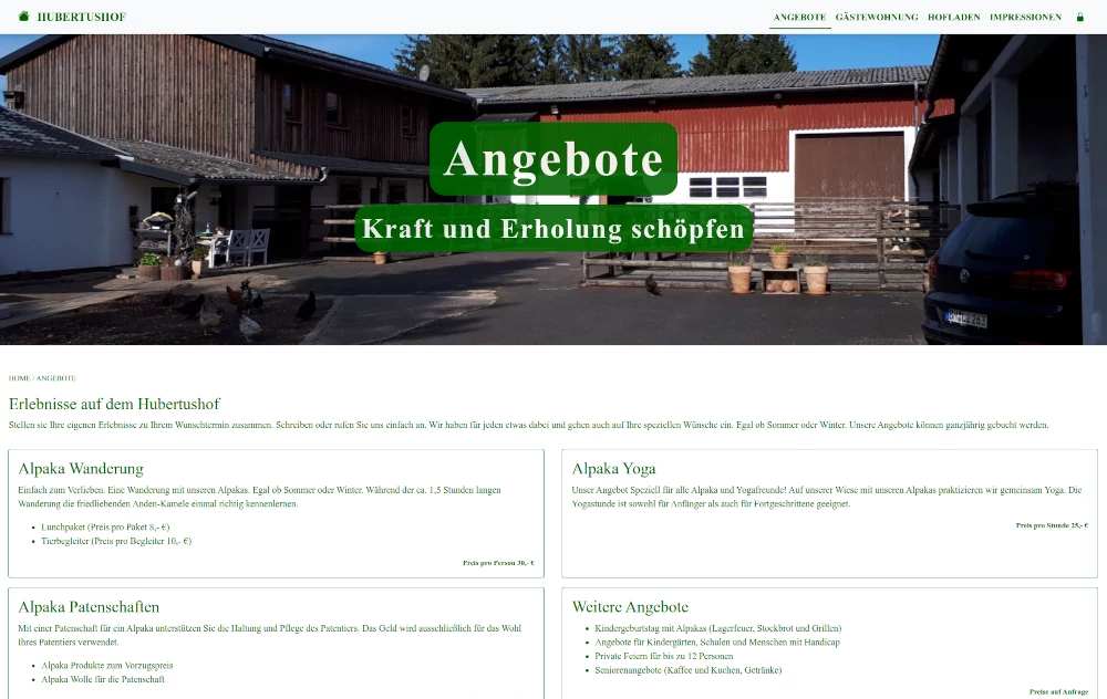 Hubertushof Nordeifel - Webseite