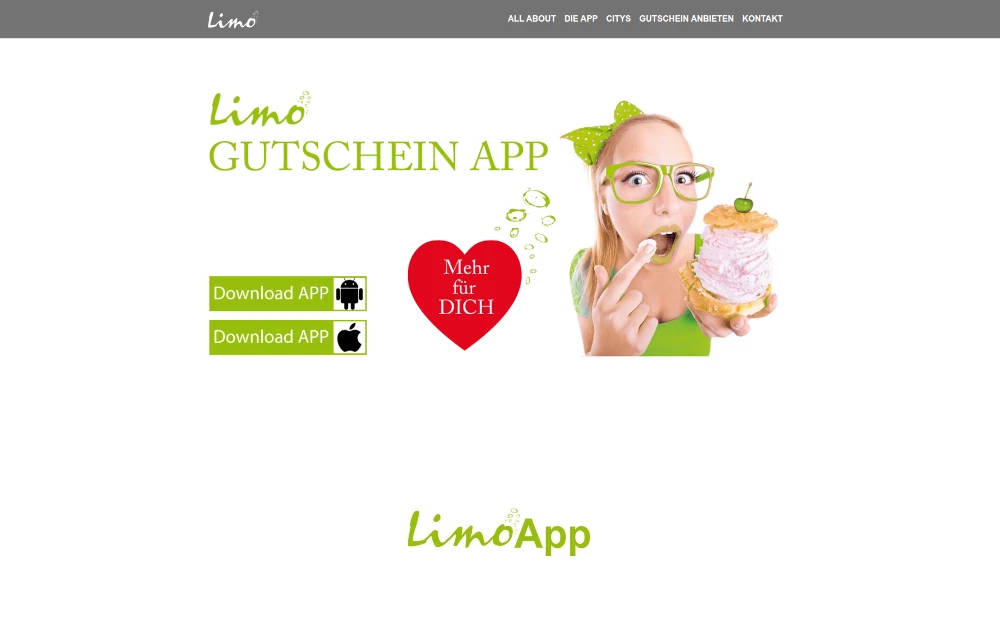 LimoApp.de - Deine Gutschein App - Webseite zur Vermarktung einer Gutschein App